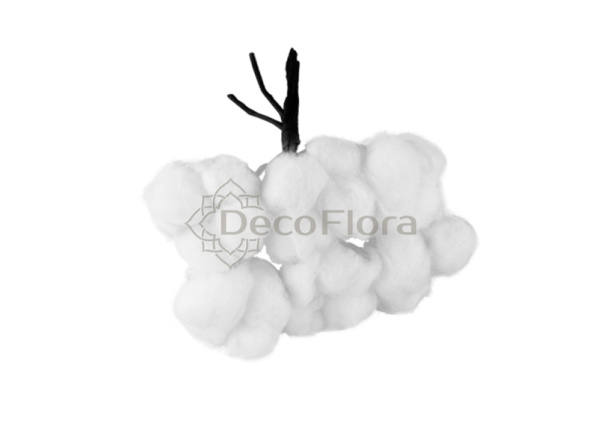 Цветок хлопка 24см белый (6 штук)